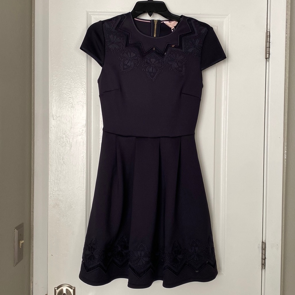 Dark Blue Ted Baker Chesska Dress Ted Baker Size 1 (4) NWT - Picture 2 of 10